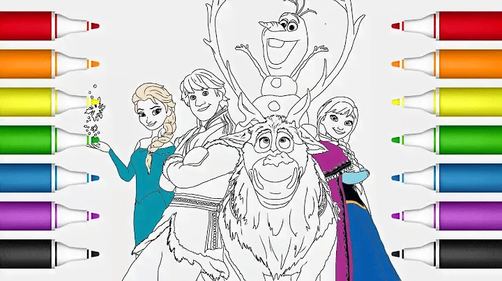 Frozen Elsa, Anna, Kristoff, Olaf, Sven Coloring Page | Раскраска Эльза, Анна, Олаф, Холодное Сердце