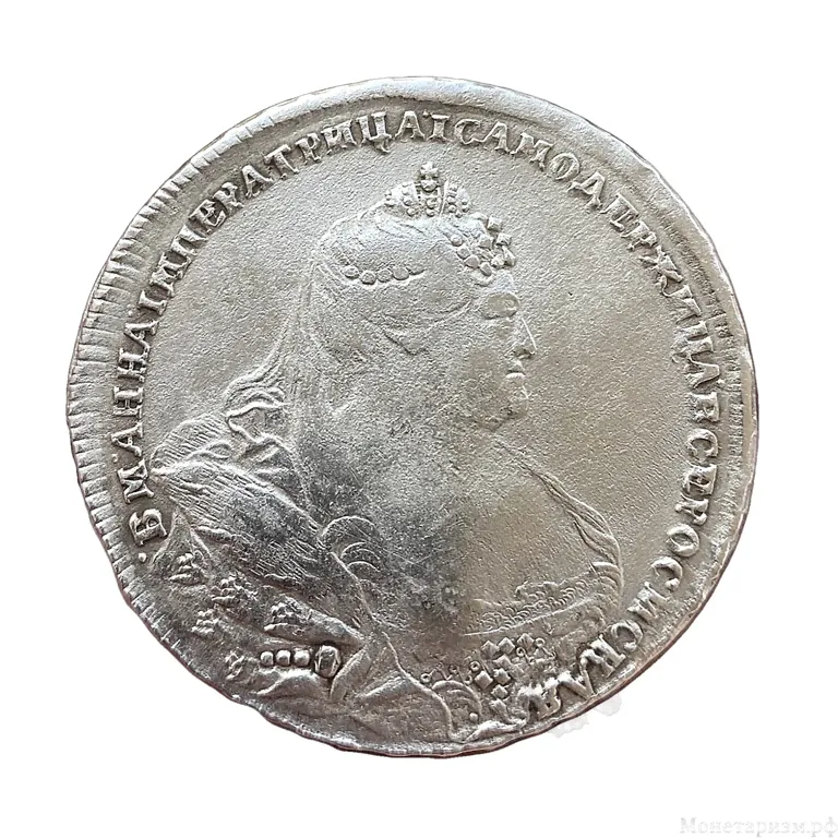 1 рубль 1738 год.Анна Иоанновна.Красный тип.5 жемчужин в прическе.Серебро.