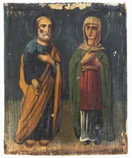 Икона "Апостол Пётр и Анна Пророчица", дерево, масло, Российская Империя, 1880-1900 гг.