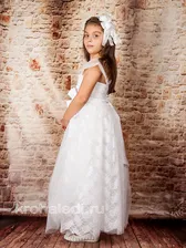 Нарядное пышное белое детское платье с гипюром Анна